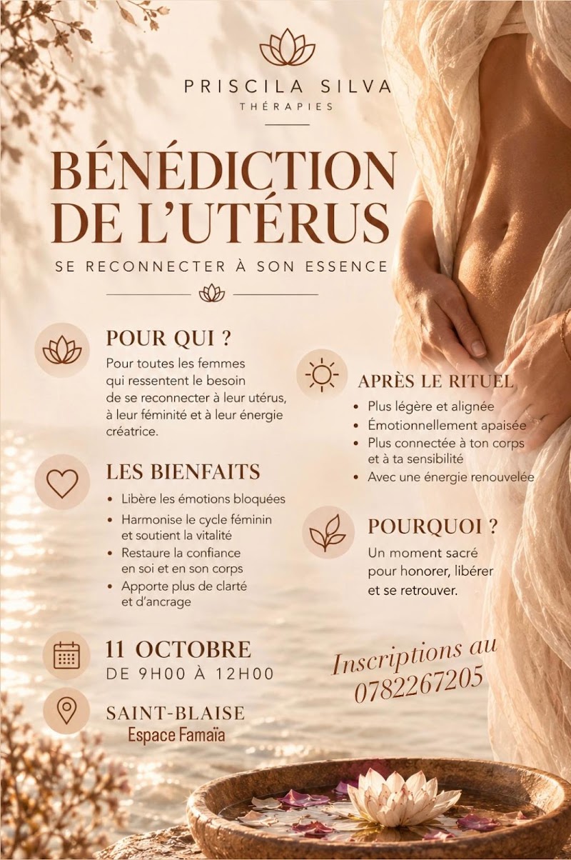 Flyer : Cercle de femmes, bénédiction de l'utérus avec Priscila, dimanche 11 octobre