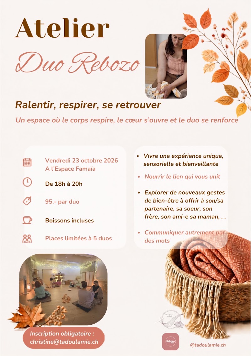 Flyer : Atelier Rebozo duo avec Christine, vendredi 23 octobre